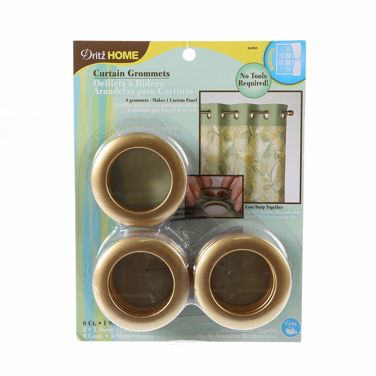 Curtain Grommet Large Brass 19/16in 8ct