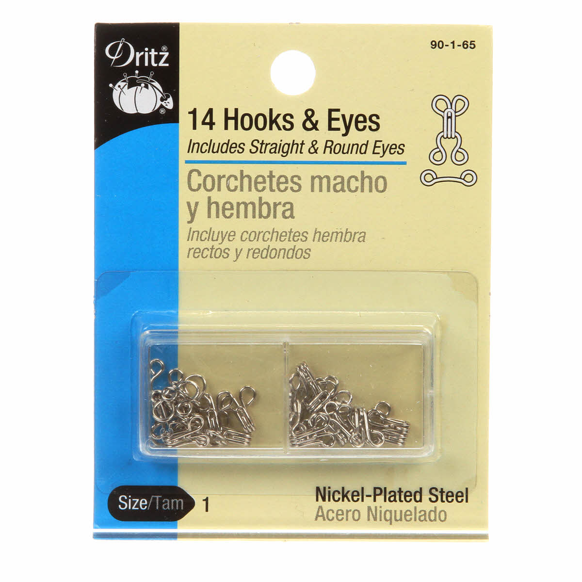 Hooks Eyes & Loops Nickel Size 1